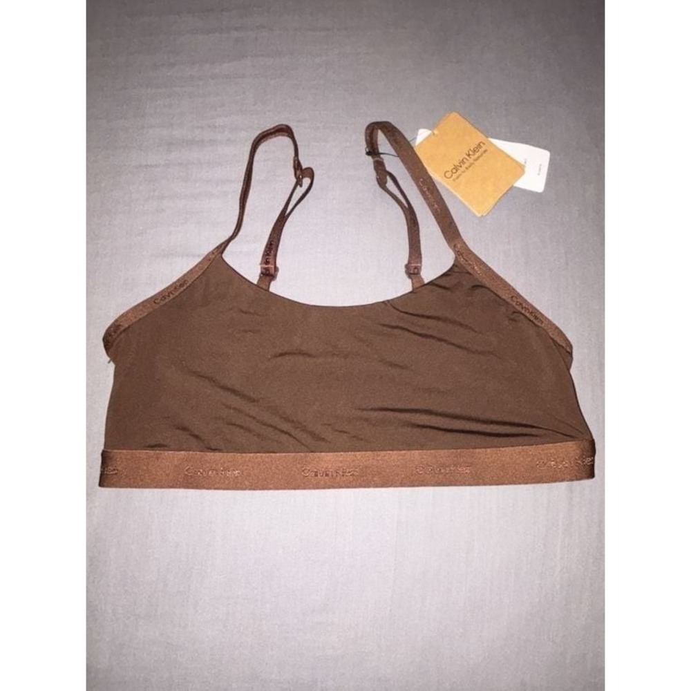 Calvin Klein Unlined Bralette in Brown, Style QF6757 Large